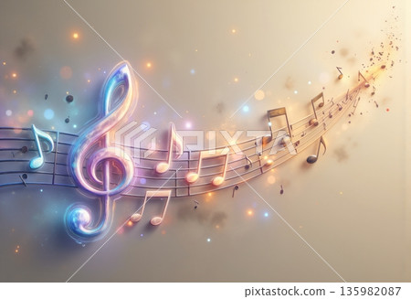 Musical abstract background with treble clef 135982087