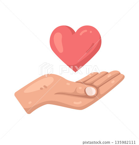 Illustration of Hand holding heart 135982111