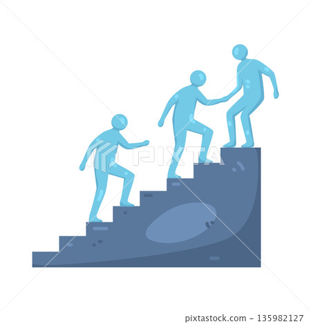 Illustration of Business Team Climbing Stairs to Success Illustration of Business Team Climbing Stairs to Success 135982127