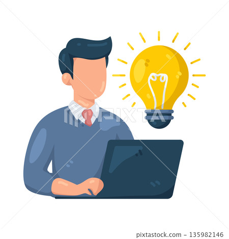 Illustration of man with an idea Illustration of man with an idea 135982146