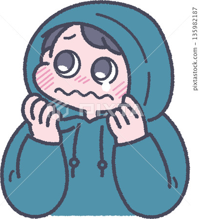 Scary illustration of a boy and his feelings 135982187