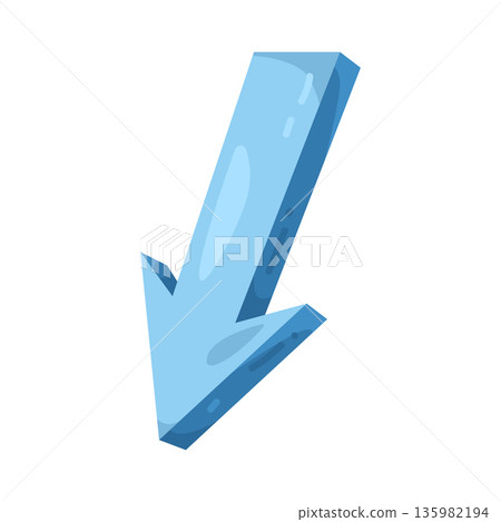 Illustration of arrow pointing down 135982194