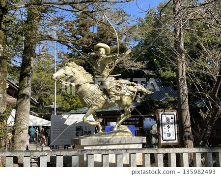 Yabusame statue at Iimori Shrine in Nishi Ward, Fukuoka City Yabusame statue at Iimori Shrine in Nishi Ward, Fukuoka City 135982493