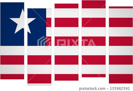 Flag of Liberia. Flag with a design featuring vertical panels in a modular perspective Flag of Liberia. Flag with a design featuring vertical panels in a modular perspective 135982591