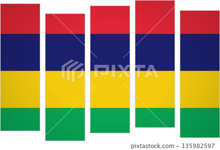 Flag of Mauritius. Flag with a design featuring vertical panels in a modular perspective Flag of Mauritius. Flag with a design featuring vertical panels in a modular perspective 135982597