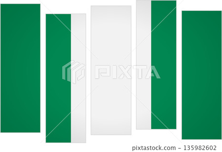 Flag of Nigeria. Flag with a design featuring vertical panels in a modular perspective Flag of Nigeria. Flag with a design featuring vertical panels in a modular perspective 135982602