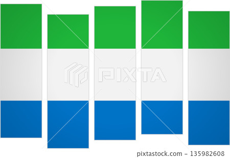 Flag of Sierra Leona. Flag with a design featuring vertical panels in a modular perspective 135982608