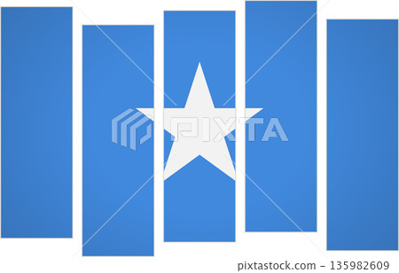 Flag of Somalia. Flag with a design featuring vertical panels in a modular perspective 135982609