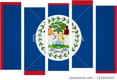 Flag of Belize. Flag with a design featuring vertical panels in a modular perspective 135982624