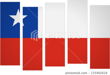 Flag of Chile. Flag with a design featuring vertical panels in a modular perspective Flag of Chile. Flag with a design featuring vertical panels in a modular perspective 135982628