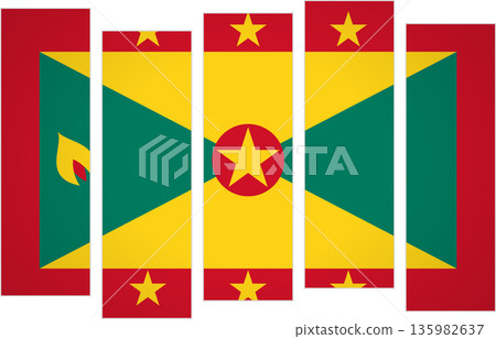 Flag of Grenada. Flag with a design featuring vertical panels in a modular perspective 135982637