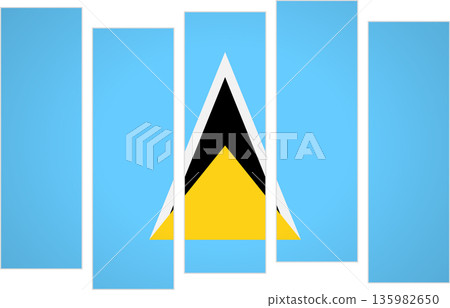 Flag of Saint Lucia. Flag with a design featuring vertical panels in a modular perspective 135982650