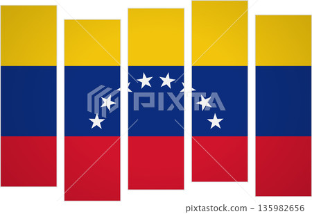 Flag of Venezuela. Flag with a design featuring vertical panels in a modular perspective Flag of Venezuela. Flag with a design featuring vertical panels in a modular perspective 135982656