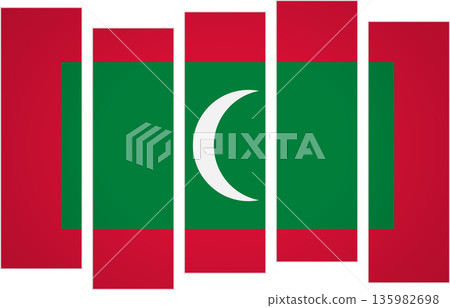 Flag of Maldives. Flag with a design featuring vertical panels in a modular perspective 135982698