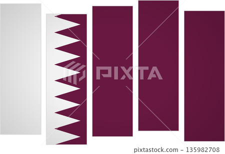 Flag of Qatar. Flag with a design featuring vertical panels in a modular perspective Flag of Qatar. Flag with a design featuring vertical panels in a modular perspective 135982708