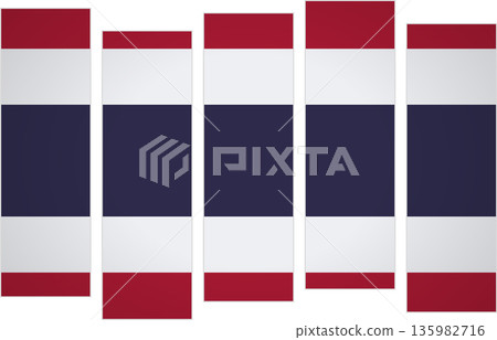 Flag of Thailand. Flag with a design featuring vertical panels in a modular perspective 135982716