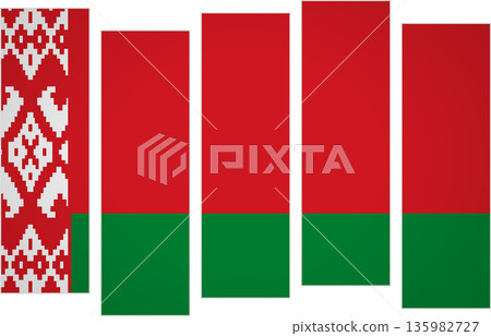 Flag of Belarus. Flag with a design featuring vertical panels in a modular perspective 135982727