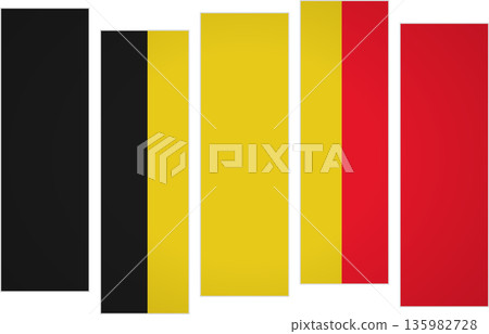 Flag of Belgium. Flag with a design featuring vertical panels in a modular perspective 135982728
