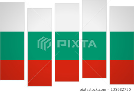 Flag of Bulgaria. Flag with a design featuring vertical panels in a modular perspective 135982730