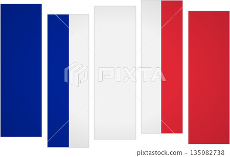 Flag of France. Flag with a design featuring vertical panels in a modular perspective Flag of France. Flag with a design featuring vertical panels in a modular perspective 135982738