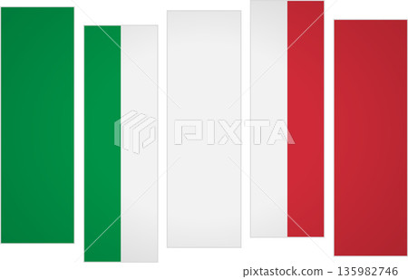 Flag of Italy. Flag with a design featuring vertical panels in a modular perspective Flag of Italy. Flag with a design featuring vertical panels in a modular perspective 135982746