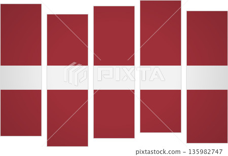 Flag of Latvia. Flag with a design featuring vertical panels in a modular perspective 135982747