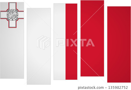Flag of Malta. Flag with a design featuring vertical panels in a modular perspective Flag of Malta. Flag with a design featuring vertical panels in a modular perspective 135982752