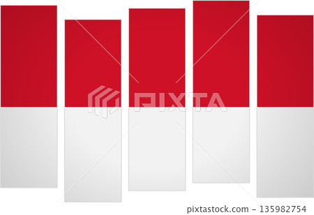Flag of Monaco. Flag with a design featuring vertical panels in a modular perspective 135982754