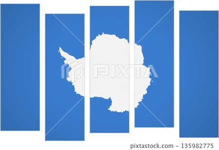 Flag of Antarctica. Flag with a design featuring vertical panels in a modular perspective Flag of Antarctica. Flag with a design featuring vertical panels in a modular perspective 135982775