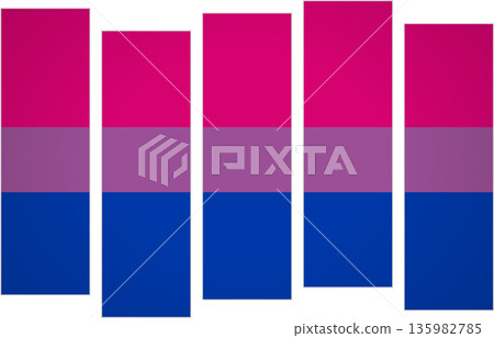 Bisexual pride flag. LGBTQ. Flag with a design featuring vertical panels in a modular perspective Bisexual pride flag. LGBTQ. Flag with a design featuring vertical panels in a modular perspective 135982785