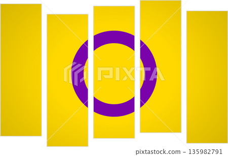 Intersex Flag. LGBTQ. Flag with a design featuring vertical panels in a modular perspective Intersex Flag. LGBTQ. Flag with a design featuring vertical panels in a modular perspective 135982791