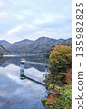 Lake Tanzawa and the water intake tower as the leaves turn red 135982825