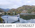 Lake Tanzawa and the water intake tower as the leaves turn red 135982827