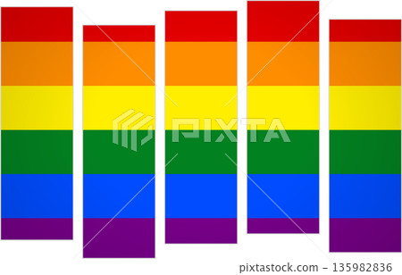 Flag of the LGBTQ. Peace symbol. A design featuring vertical panels in a modular perspective 135982836