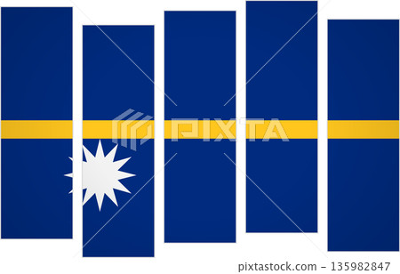 Flag of Nauru. Flag with a design featuring vertical panels in a modular perspective 135982847