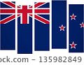 Flag of New Zealand. Flag with a design featuring vertical panels in a modular perspective 135982849