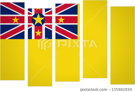 Flag of Niue. Flag with a design featuring vertical panels in a modular perspective 135982850