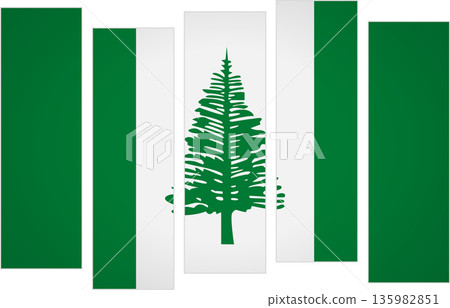 Flag of Norfolk Island. Flag with a design featuring vertical panels in a modular perspective 135982851