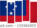 Flag of Samoa. Flag with a design featuring vertical panels in a modular perspective 135982855