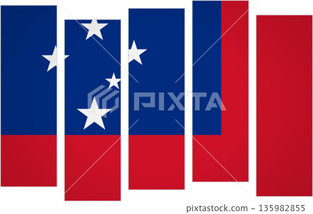 Flag of Samoa. Flag with a design featuring vertical panels in a modular perspective 135982855