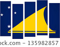 Flag of Tokelau. Flag with a design featuring vertical panels in a modular perspective 135982857