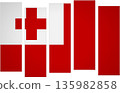 Flag of Tonga. Flag with a design featuring vertical panels in a modular perspective 135982858