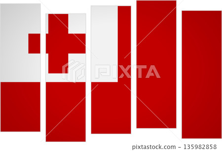 Flag of Tonga. Flag with a design featuring vertical panels in a modular perspective 135982858