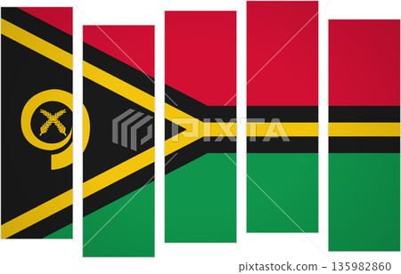 Flag of Vanautu. Flag with a design featuring vertical panels in a modular perspective 135982860