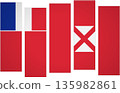 Flag of Wallis And Futuna. Flag with a design featuring vertical panels in a modular perspective 135982861