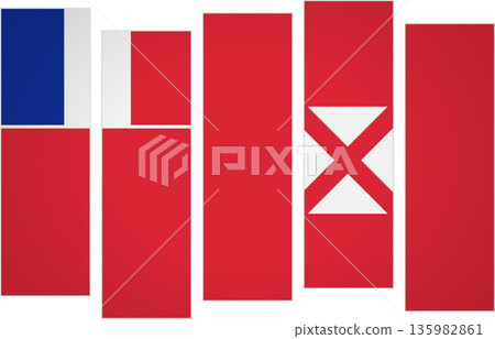 Flag of Wallis And Futuna. Flag with a design featuring vertical panels in a modular perspective 135982861
