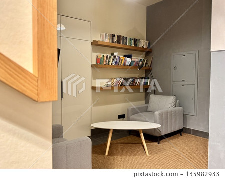 Coworking space, home office, space for freelancers and entrepreneurs to work and hold business meetings 135982933