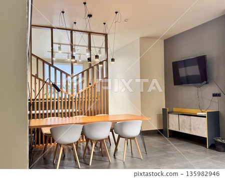 Coworking space, home office, space for freelancers and entrepreneurs to work and hold business meetings Coworking space, home office, space for freelancers and entrepreneurs to work and hold business meetings 135982946