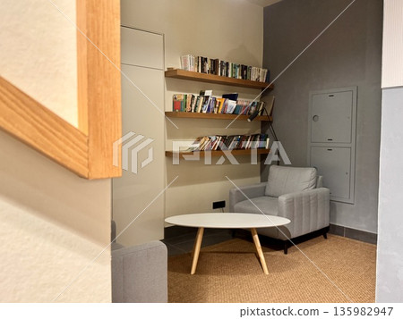 Coworking space, home office, space for freelancers and entrepreneurs to work and hold business meetings 135982947