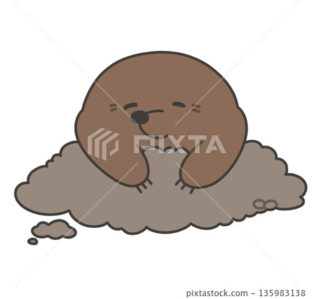 鼴鼠從地下鑽出的插圖 135983138